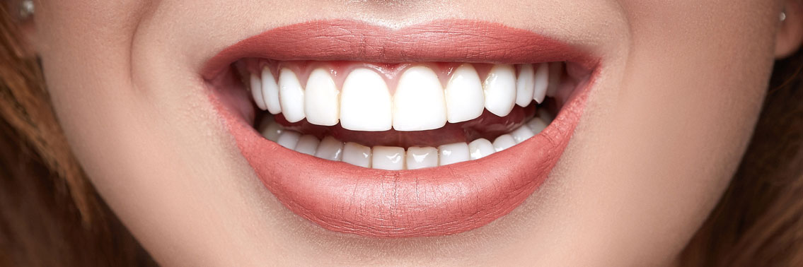 Close up of woman's mouth with perfect teeth